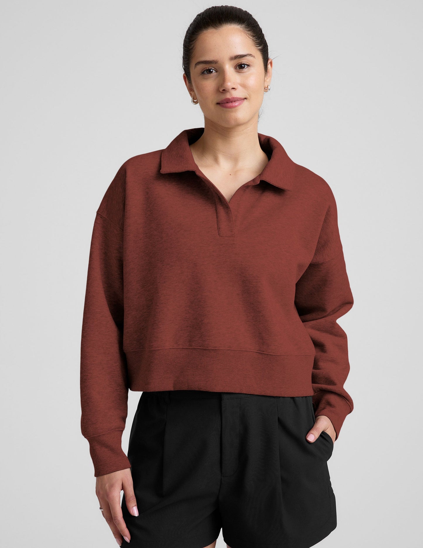 Luxurious LuxeFleece Collared Sweatshirt: Ultra-Soft, Cropped, Relaxed Fit Comfort