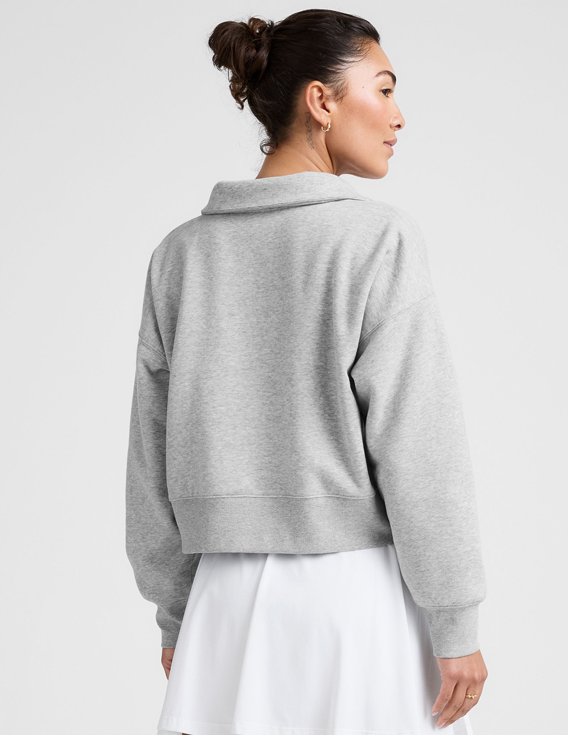 Ultra-Soft LuxeFleece Collared Cropped Pullover for Chic Everyday Comfort
