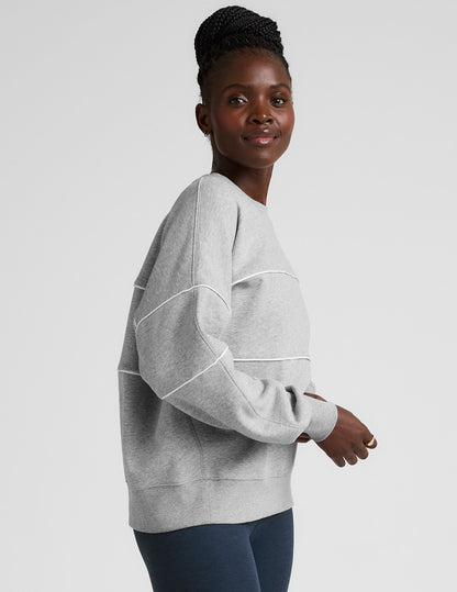 LuxeFleece Piper Oversized Crewneck Sweatshirt: Ultimate Comfort, Stylish Contrast Piping