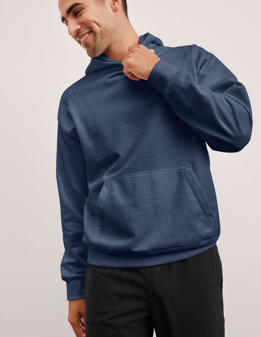 Beyond Yoga Classic Plush Fleece Men's Hoodie: Relaxed Fit, Ocean Indigo