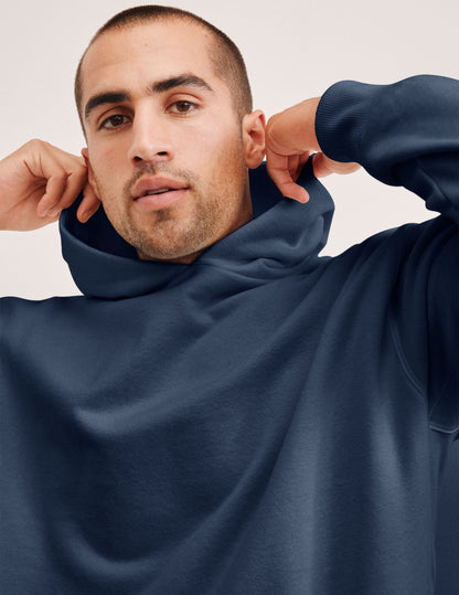 Beyond Yoga Classic Plush Fleece Men's Hoodie: Relaxed Fit, Ocean Indigo