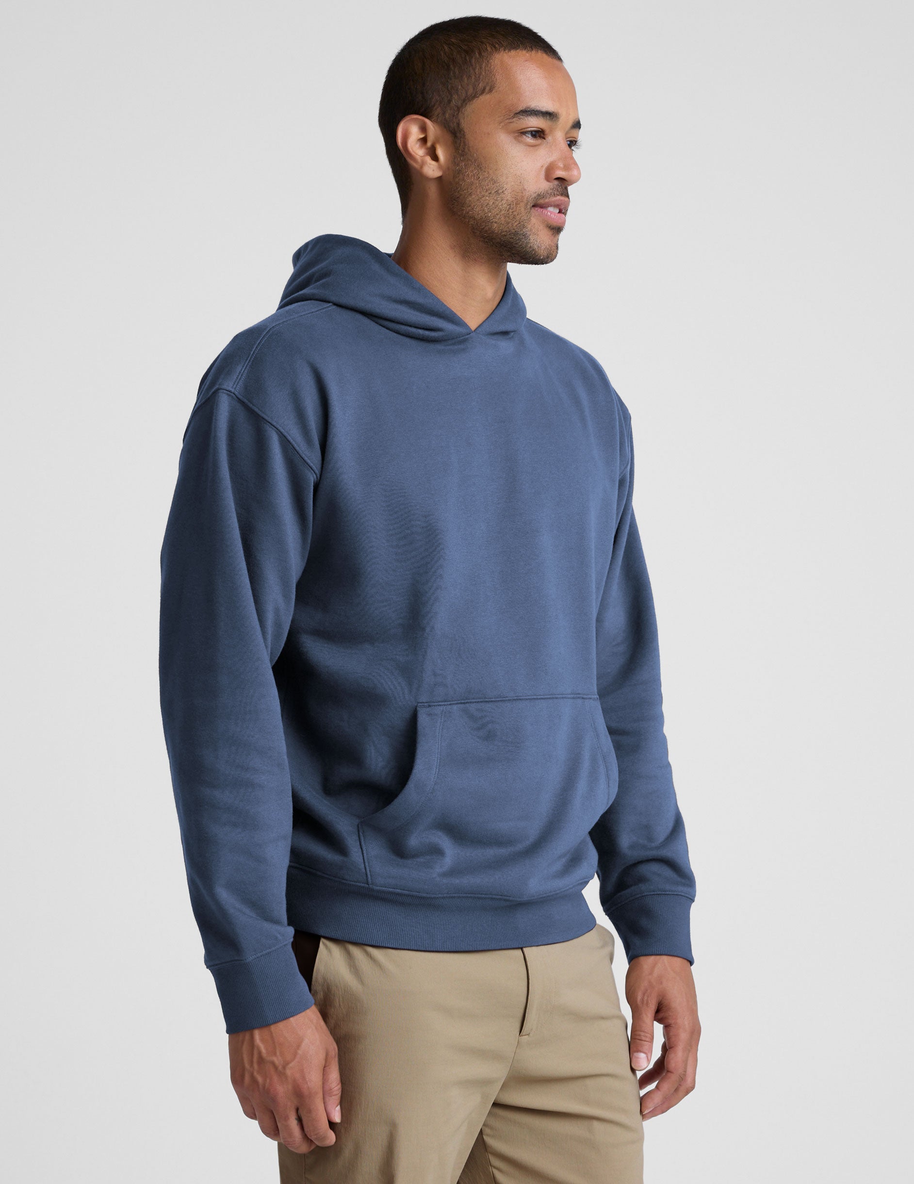 Beyond Yoga Classic Plush Fleece Men's Hoodie: Relaxed Fit, Ocean Indigo