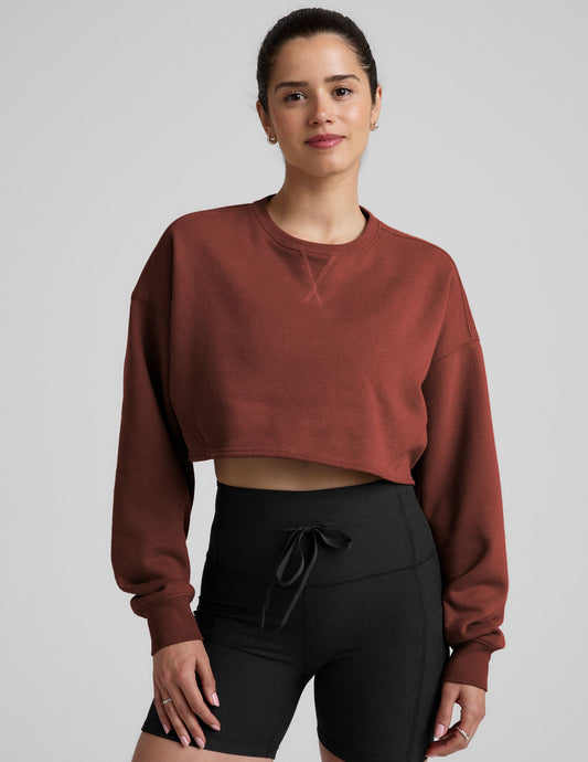 Ultra-Cropped LuxeFleece Boxy Pullover: Cozy Comfort for Rest Day Lounging