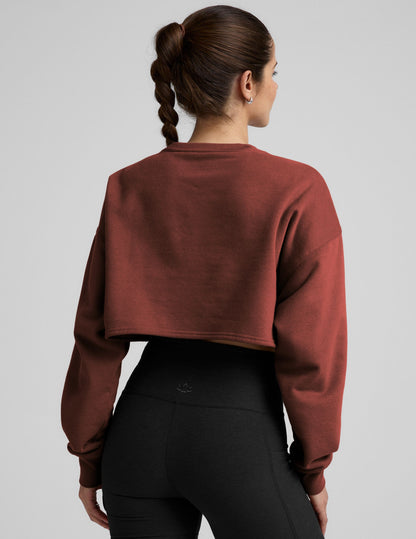 Ultra-Cropped LuxeFleece Boxy Pullover: Cozy Comfort for Rest Day Lounging