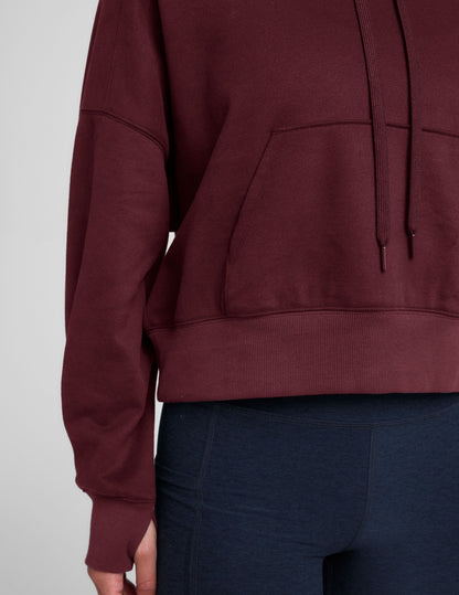 Plush LuxeFleece Cropped Hoodie with Thumbholes and Kangaroo Pocket