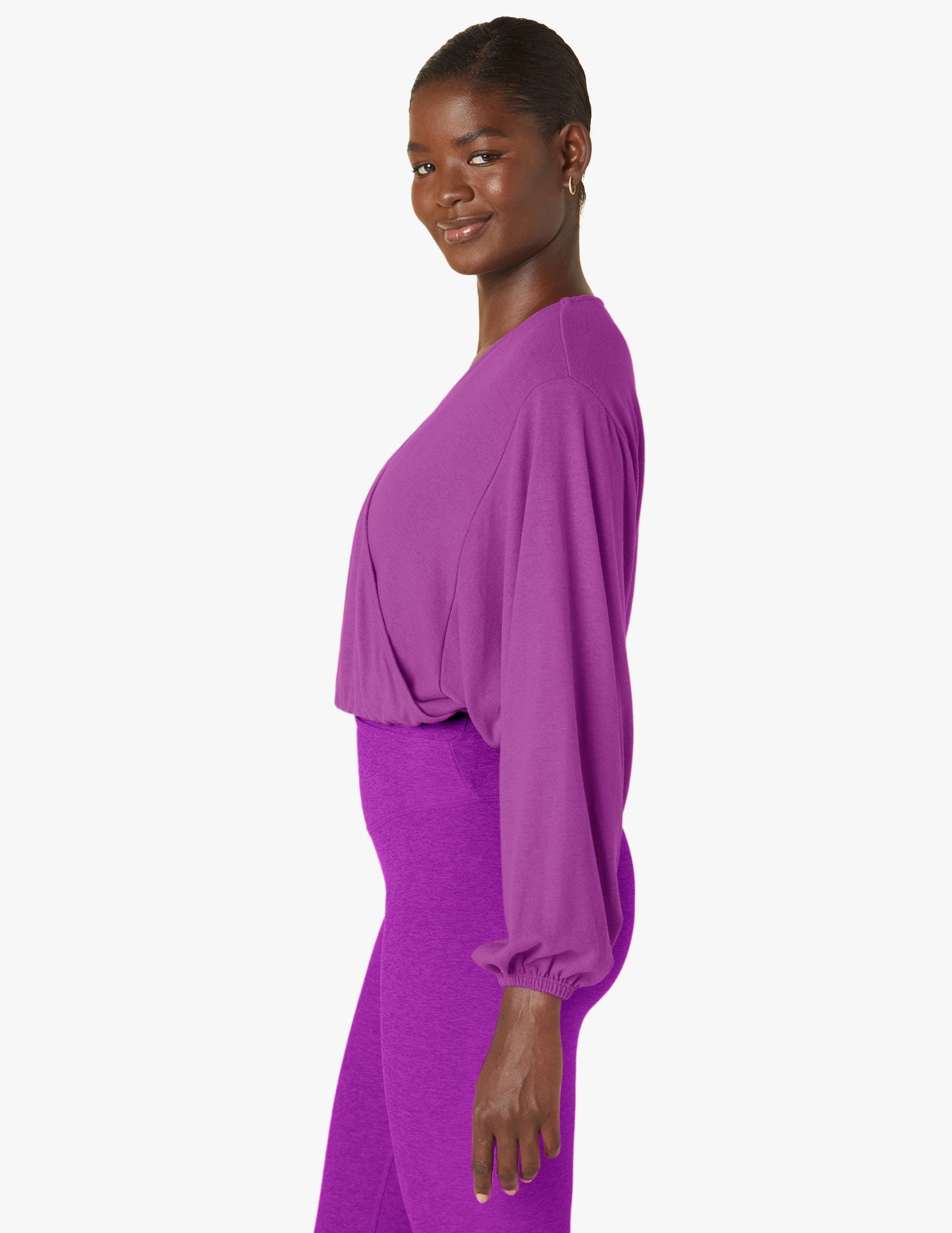 Luxuriously Soft Crossover Front Pullover: Cozy Batwing Sleeve Lounge Top