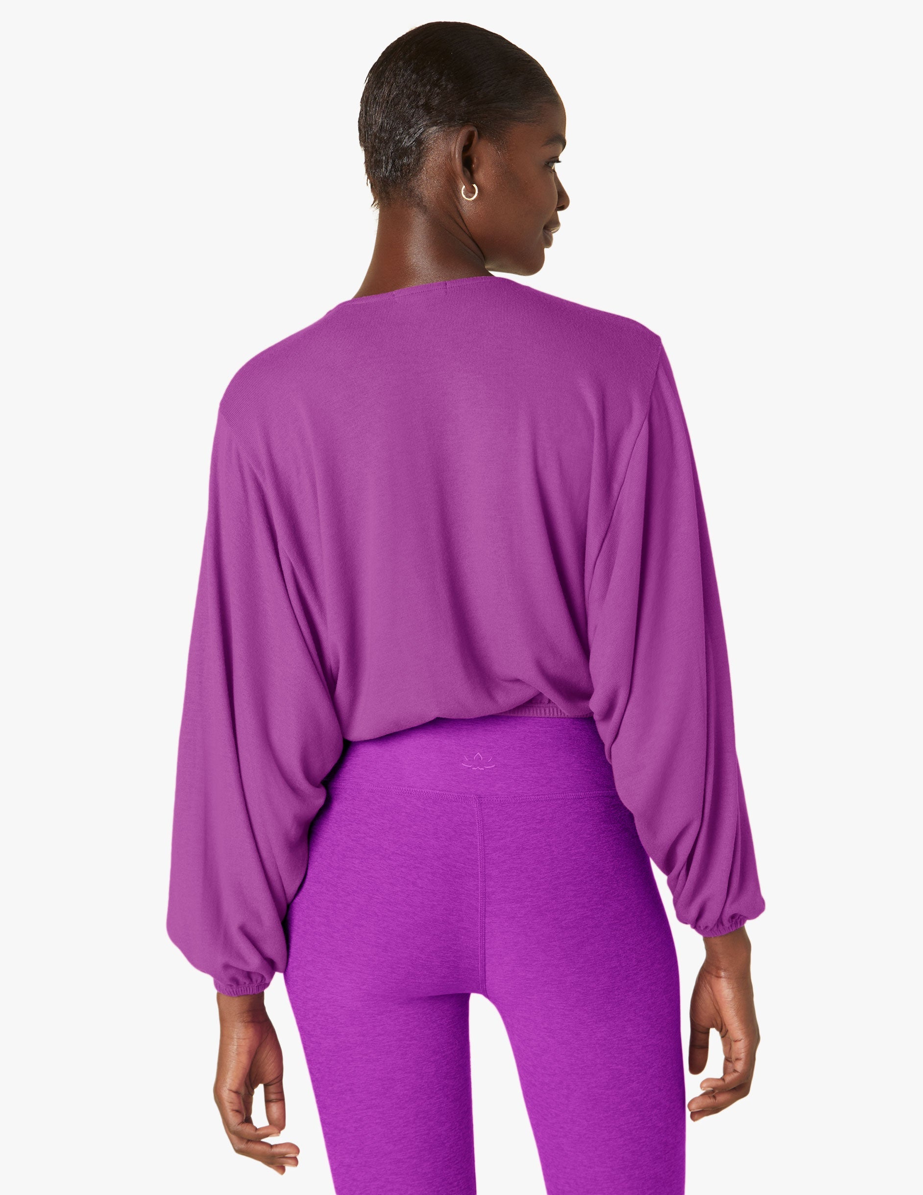 Luxuriously Soft Crossover Front Pullover: Cozy Batwing Sleeve Lounge Top