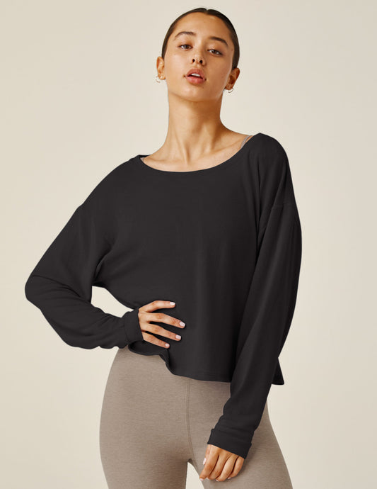 Beyond Yoga Let Loose Pullover: Luxe Softness, Wide Scoop Neck, Relaxed Fit Top