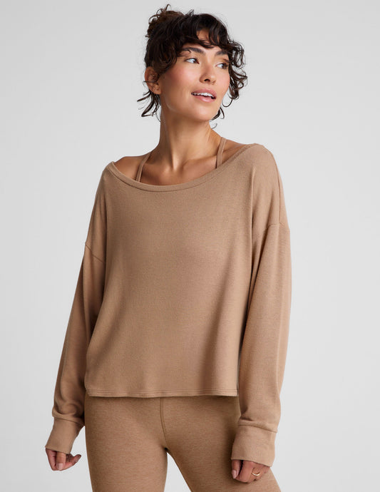 Luxe Soft Off-Shoulder Pullover Sweater: Relaxed Fit, Classic Length, Cozy Comfort Top