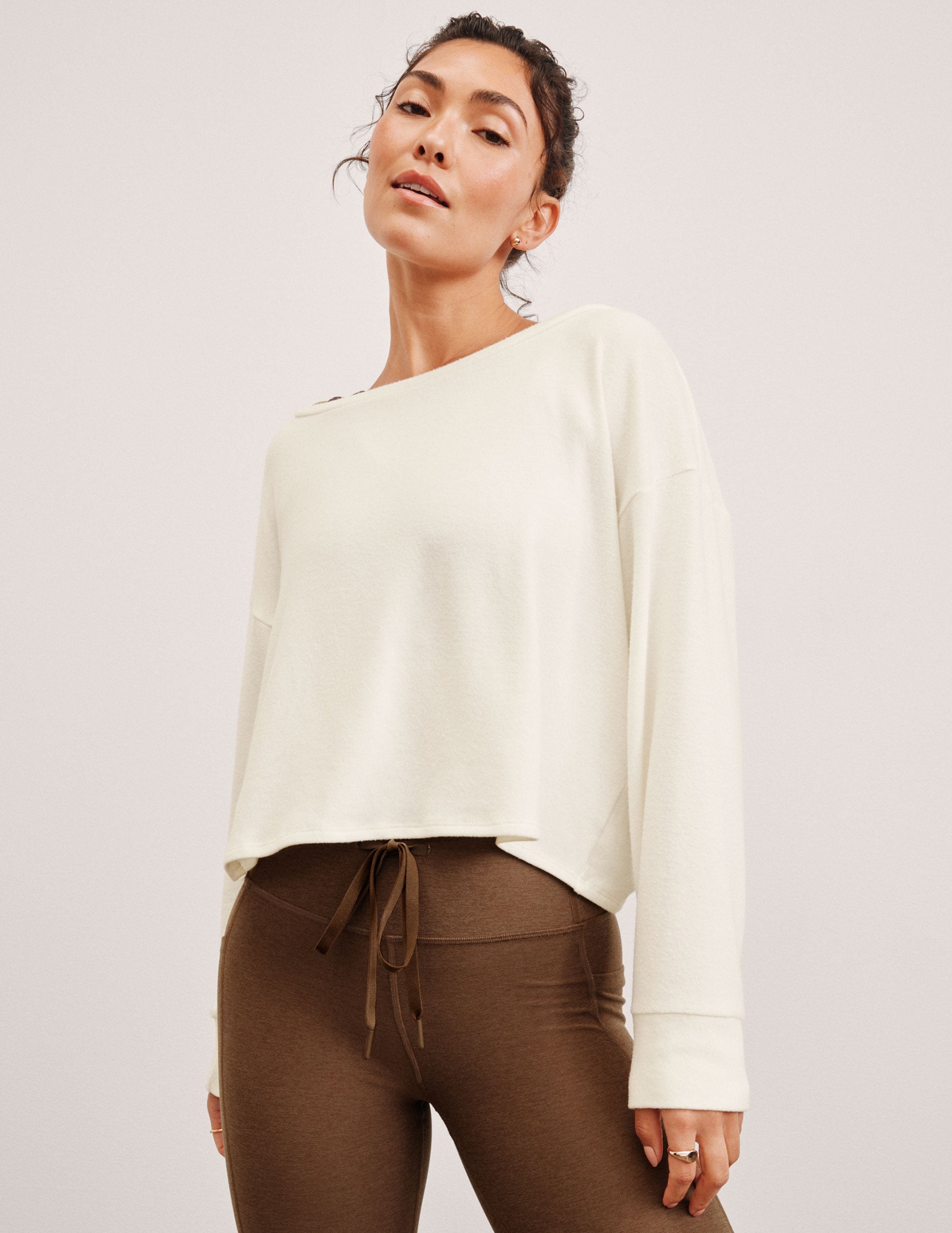 Ultra-Soft Knit Boat Neck Pullover: Relaxed Fit, Cozy Long Sleeve Top