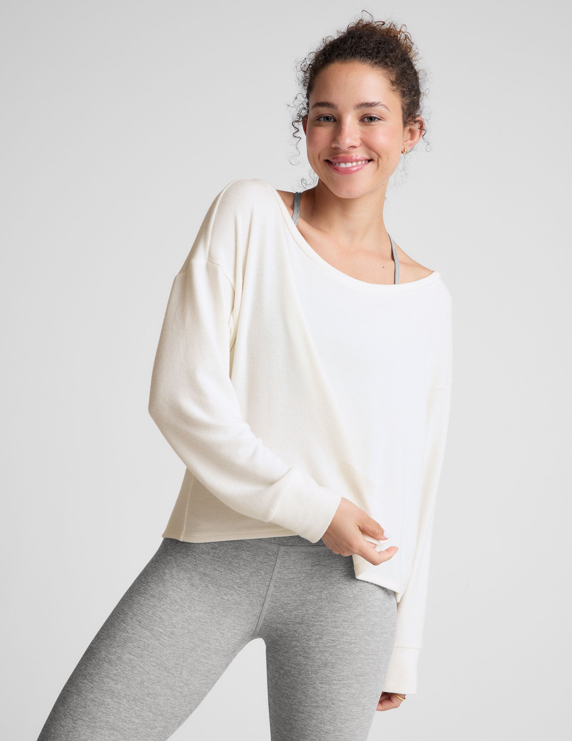 Ultra-Soft Knit Boat Neck Pullover: Relaxed Fit, Cozy Long Sleeve Top