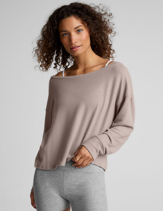 Comfy Off-Shoulder Pullover Sweater: Soft, Relaxed Fit, Versatile Lounging Style
