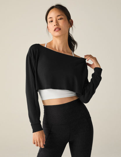 Luxurious Black Knit Convertible Shrug Cardigan: Soft Open Front Long Sleeve Top