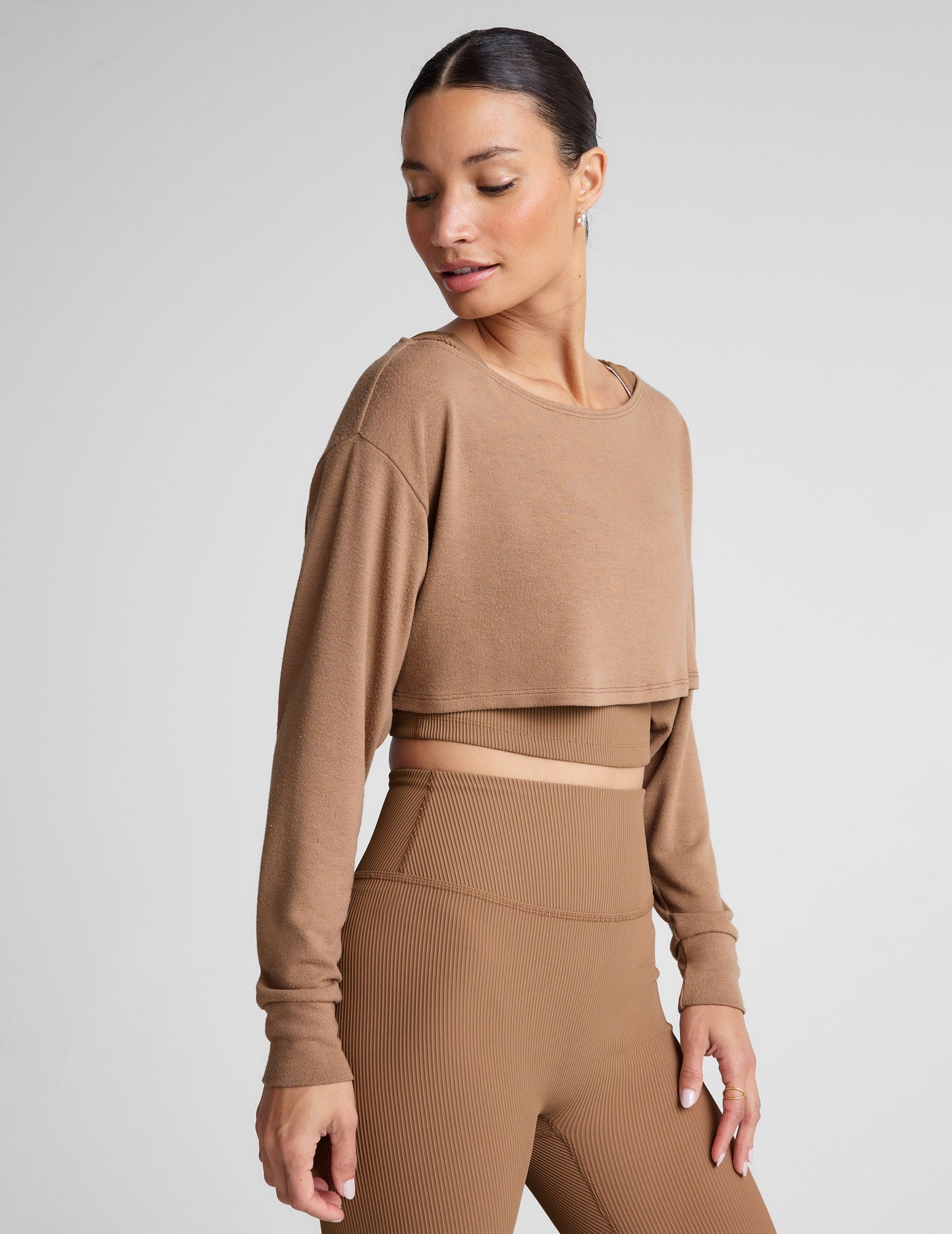 Versatile Duet 2-Way Convertible Cropped Shrug: Luxe Lounger Soft Knit Long Sleeve