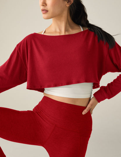 Ruby Red Luxe Lounger 2-Way Convertible Shrug Cardigan with Pockets