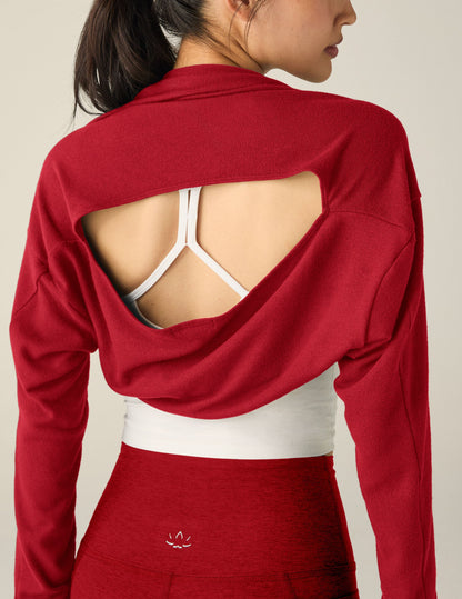 Ruby Red Luxe Lounger 2-Way Convertible Shrug Cardigan with Pockets