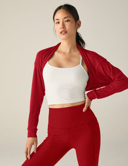 Ruby Red Luxe Lounger 2-Way Convertible Shrug Cardigan with Pockets