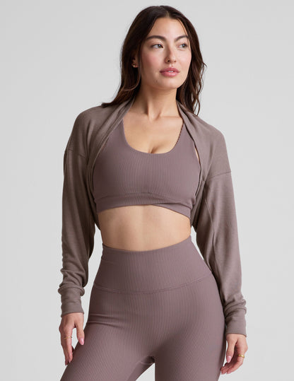 Soft Luxe Lounger Convertible Shrug Cardigan - Relaxed Fit, Woodland Brown