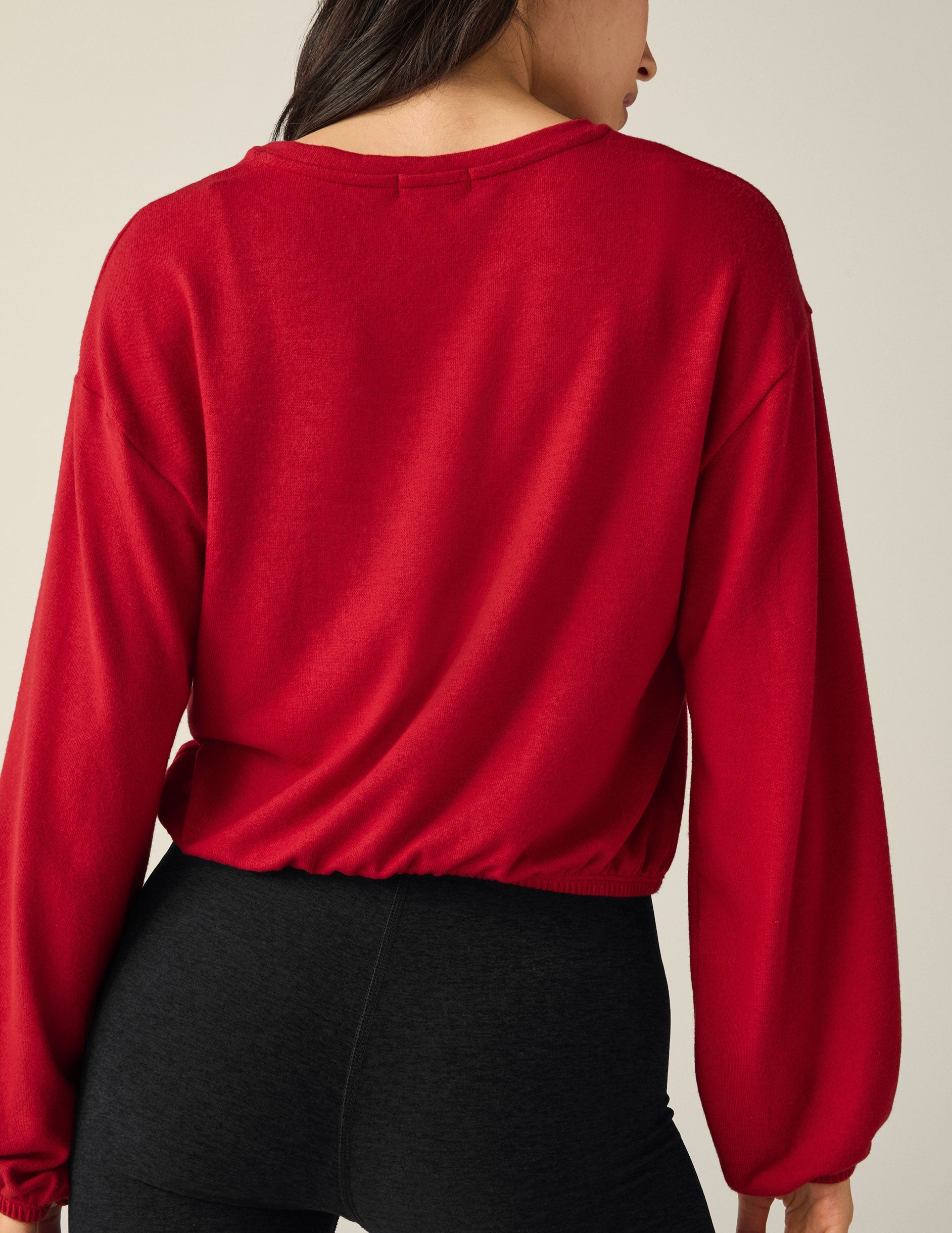 Soft Cozy Luxe Lounger Knit Cropped V-Neck Pullover Sweater for Women