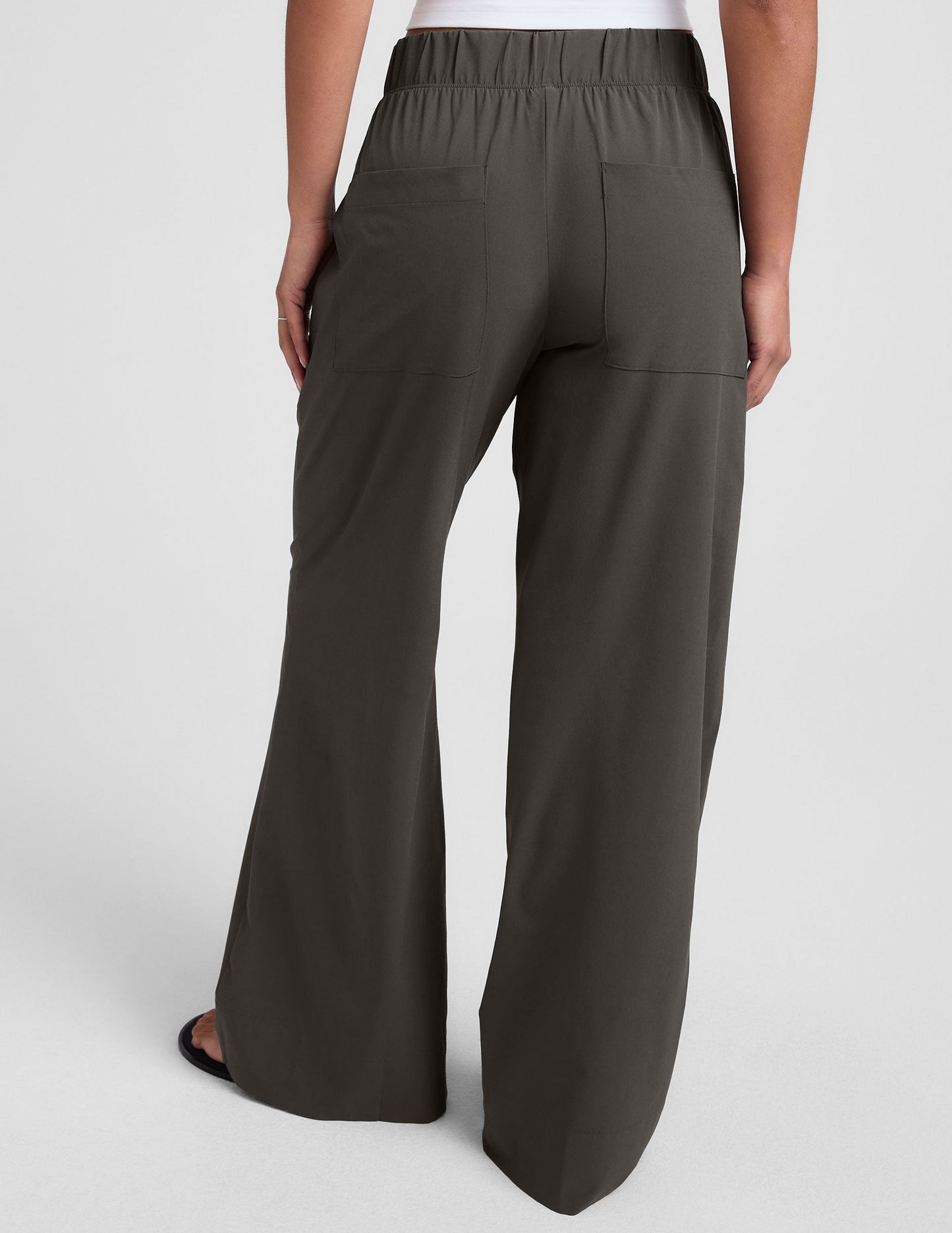 Women's Easy Flowy Wide Leg Pants: Soft Stretch Woven, Elastic Waist