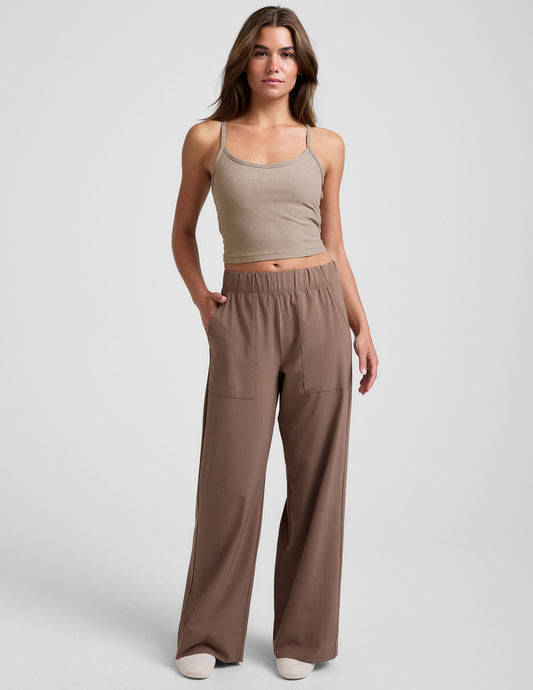 Easy Flowy Wide Leg Pants with Pockets - Comfortable, Stylish, Versatile Khaki