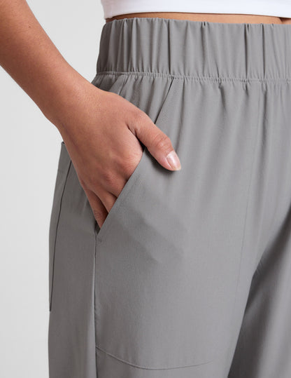 Comfortable Flowy Stretch Woven Wide Leg Pants with Pockets for Women