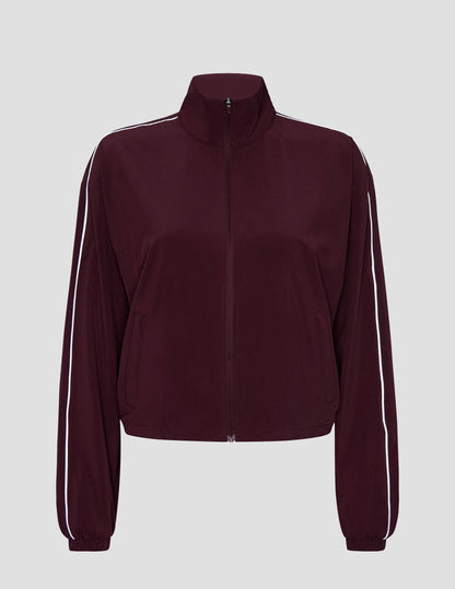 Sporty Women's Full-Zip Track Jacket with Pockets and Adjustable Hem