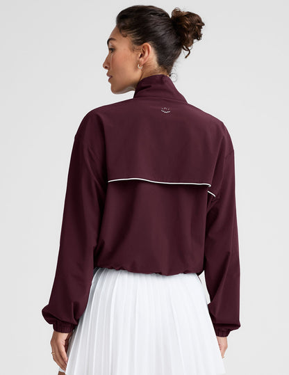 Sporty Women's Full-Zip Track Jacket with Pockets and Adjustable Hem