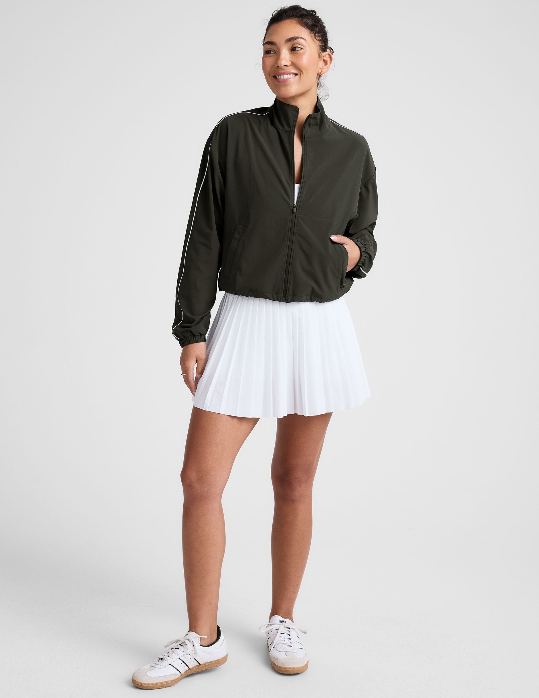 Women's Lightweight Full-Zip Track Jacket with UV Protection & Adjustable Hem