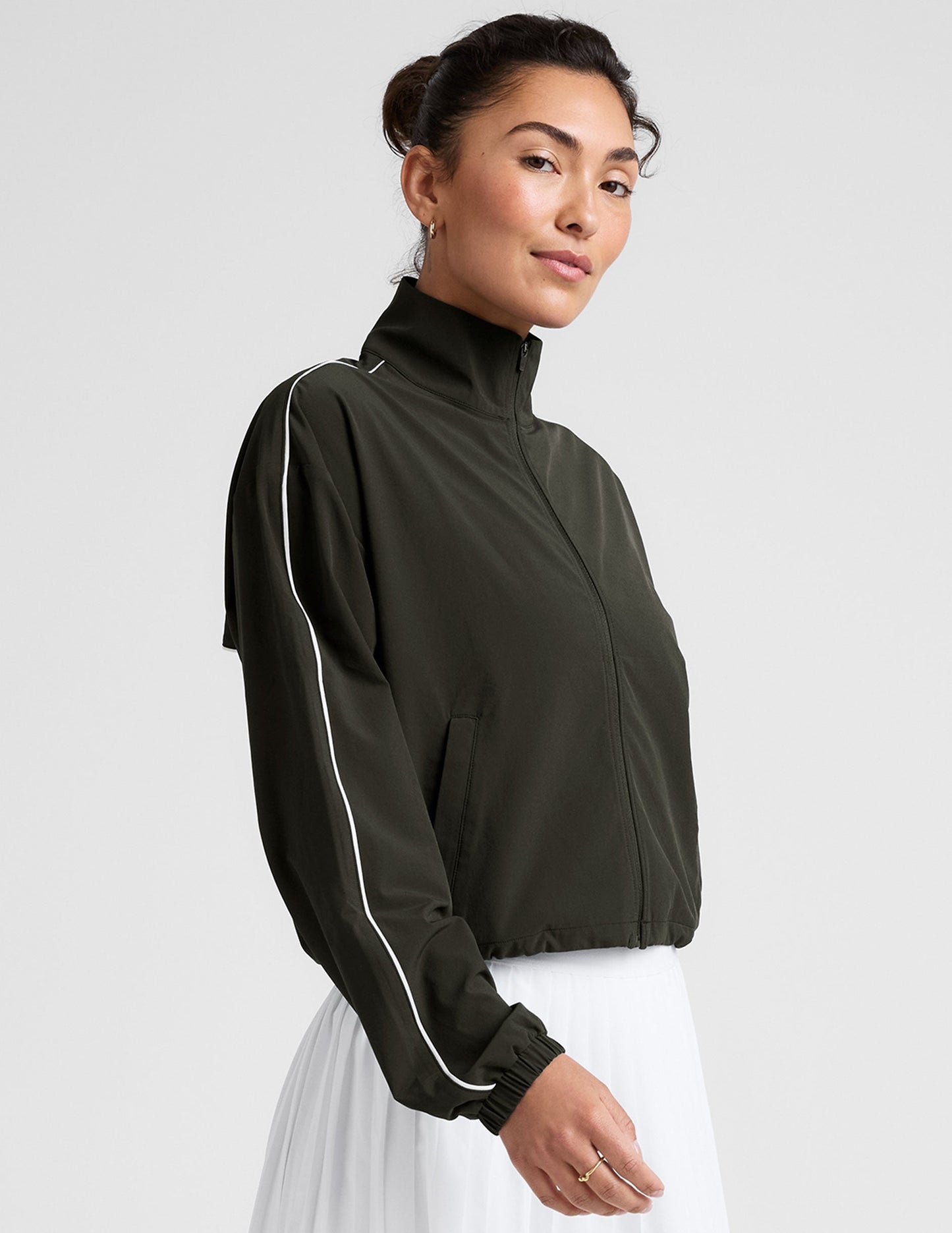 Women's Lightweight Full-Zip Track Jacket with UV Protection & Adjustable Hem
