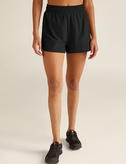 Lightweight Stretch Woven Lined Athletic Shorts for Women with Hidden Pocket