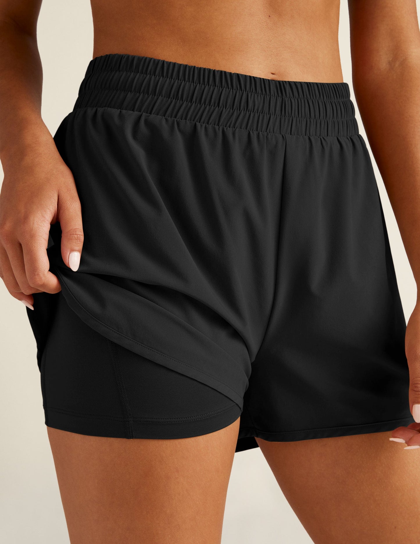 Lightweight Stretch Woven Lined Athletic Shorts for Women with Hidden Pocket