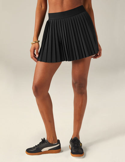 Women's Pleated Athletic Mini Skirt with Built-in Shorts and Pockets