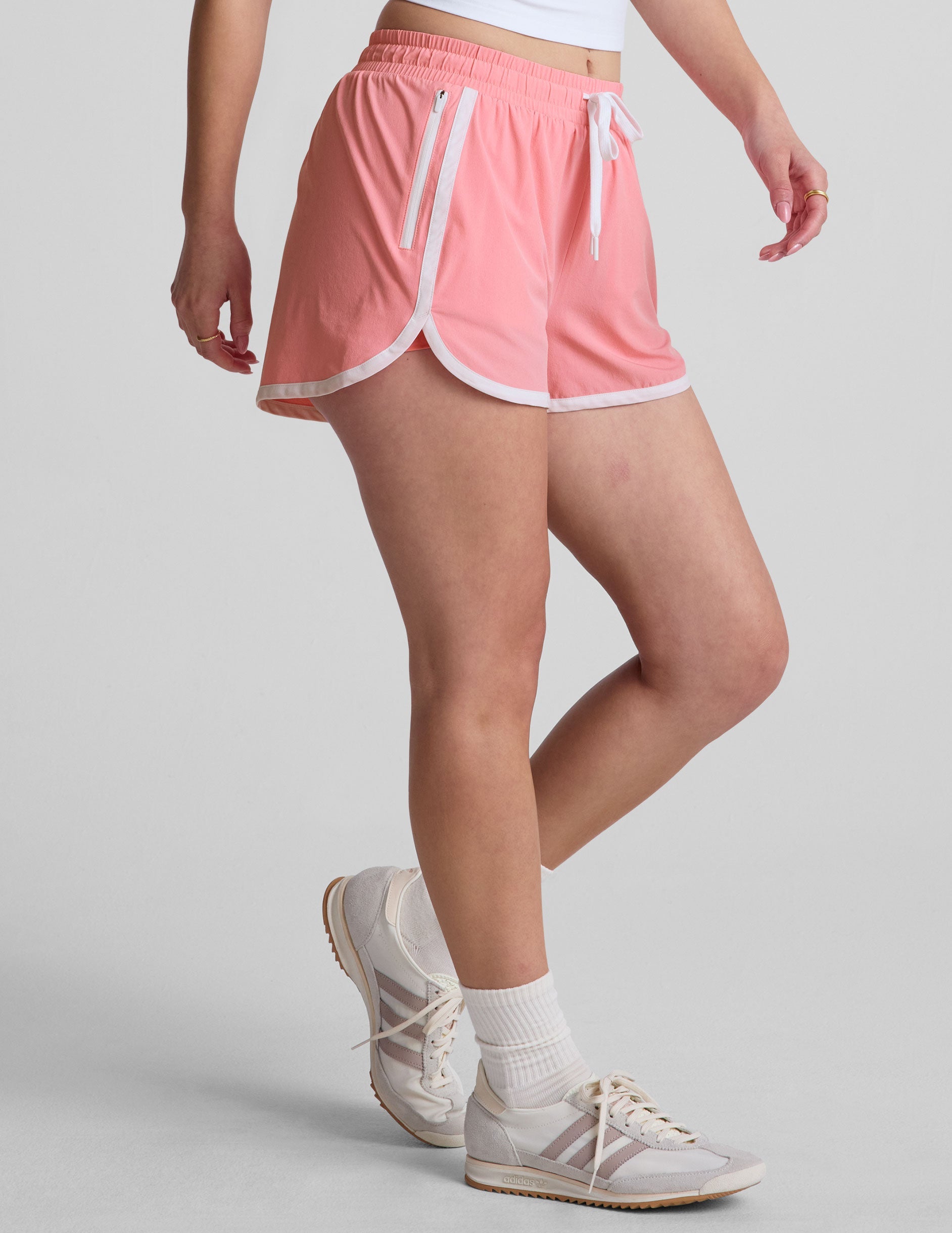 Beyond Yoga Women's Pink Stretch Woven Performance Shorts - Moisture-Wicking UV Protectant