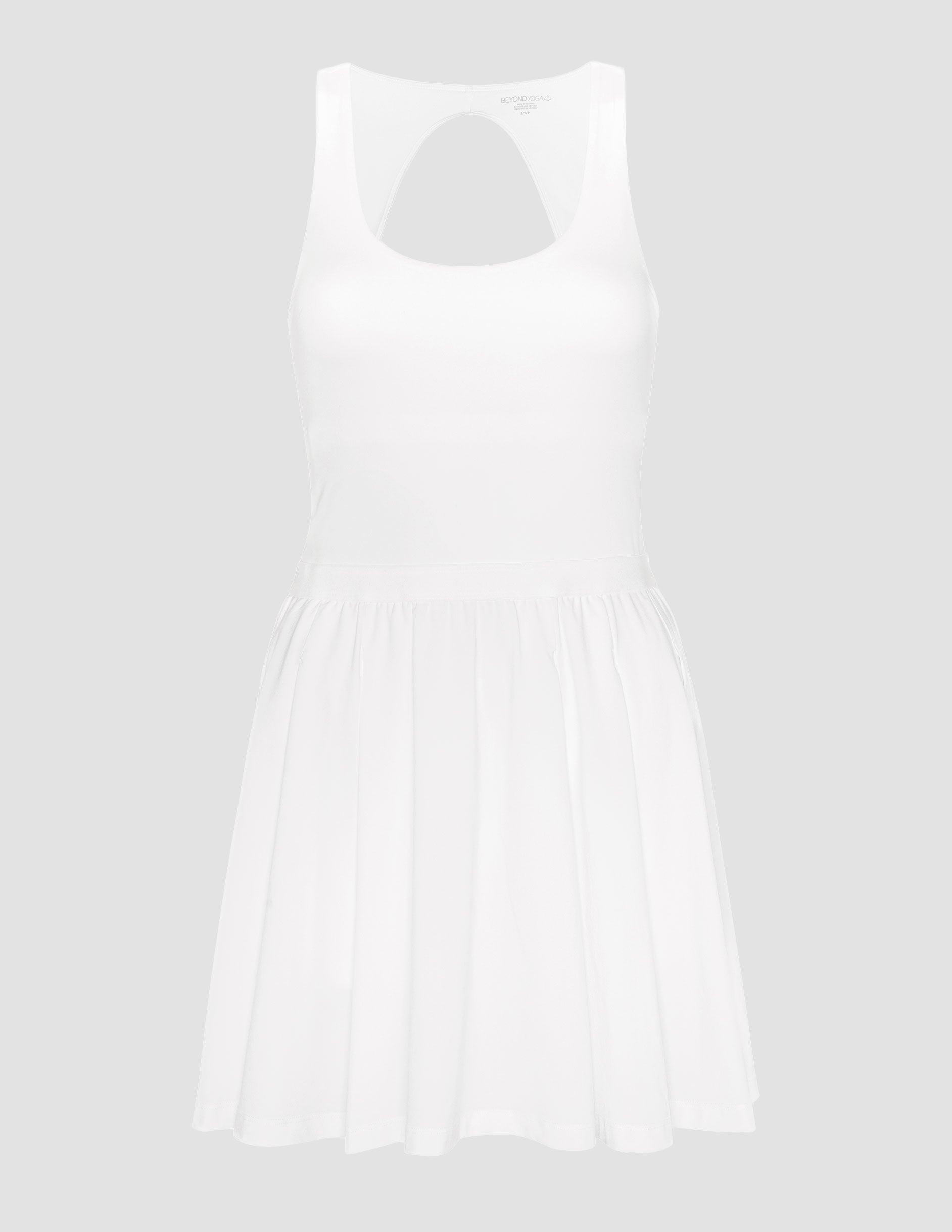 Score Active Pleated Mini Dress: Built-in Shorts, Pockets, Open Back