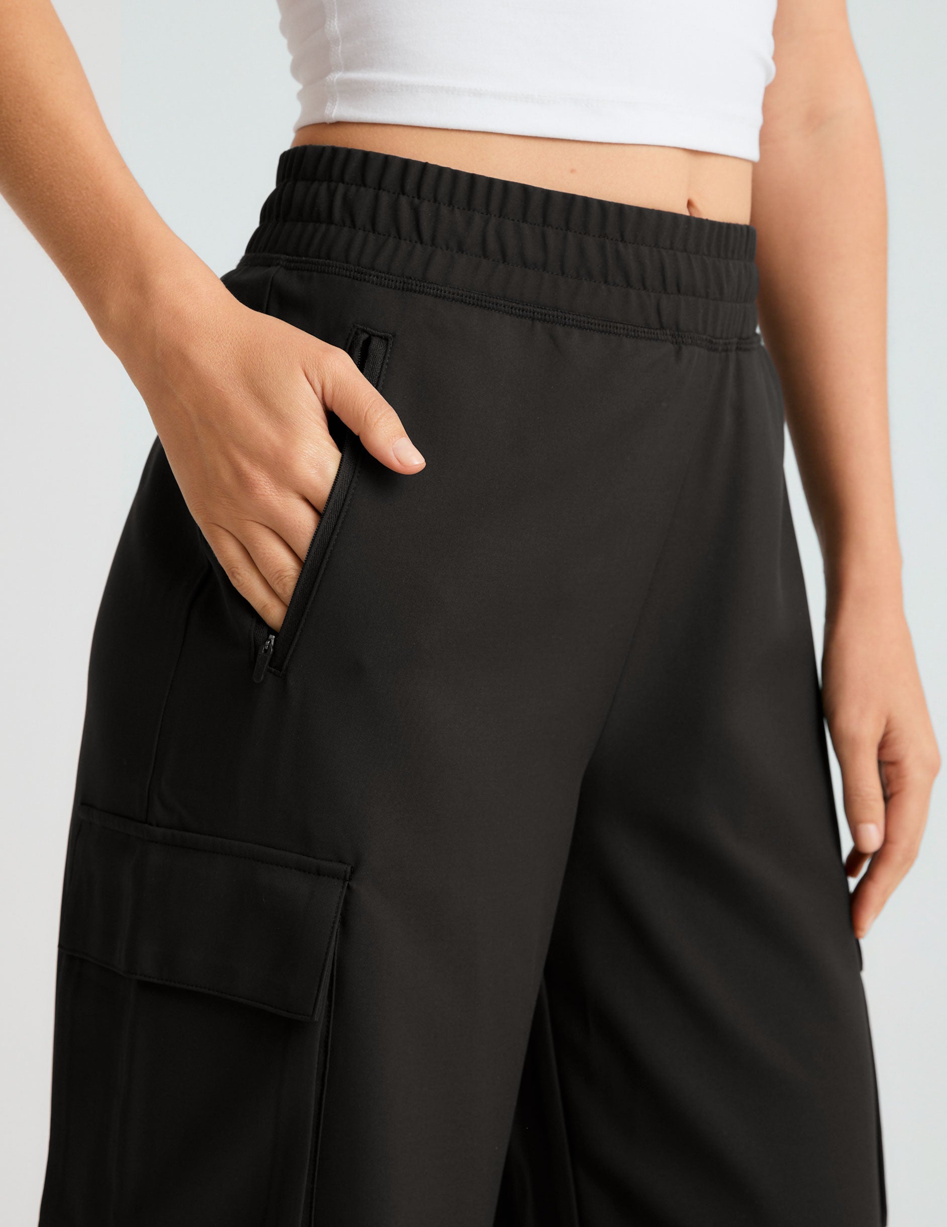 City Chic Wide Leg Cargo Pant: Comfortable, Soft, Stretch Fabric, Mid-Rise, Pocketed Design