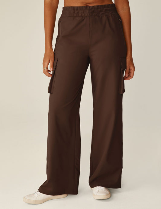 Espresso Brown Women's City Chic Wide Leg Cargo Pant: Comfort, Style, Utility Pockets