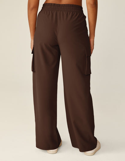 Espresso Brown Women's City Chic Wide Leg Cargo Pant: Comfort, Style, Utility Pockets
