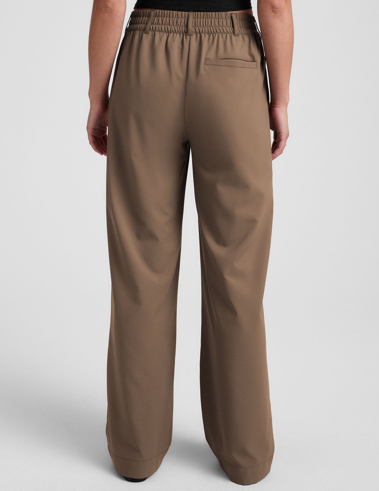 Chic Dune Mid-Rise Wide Leg Trousers with Elastic Waist and Pockets