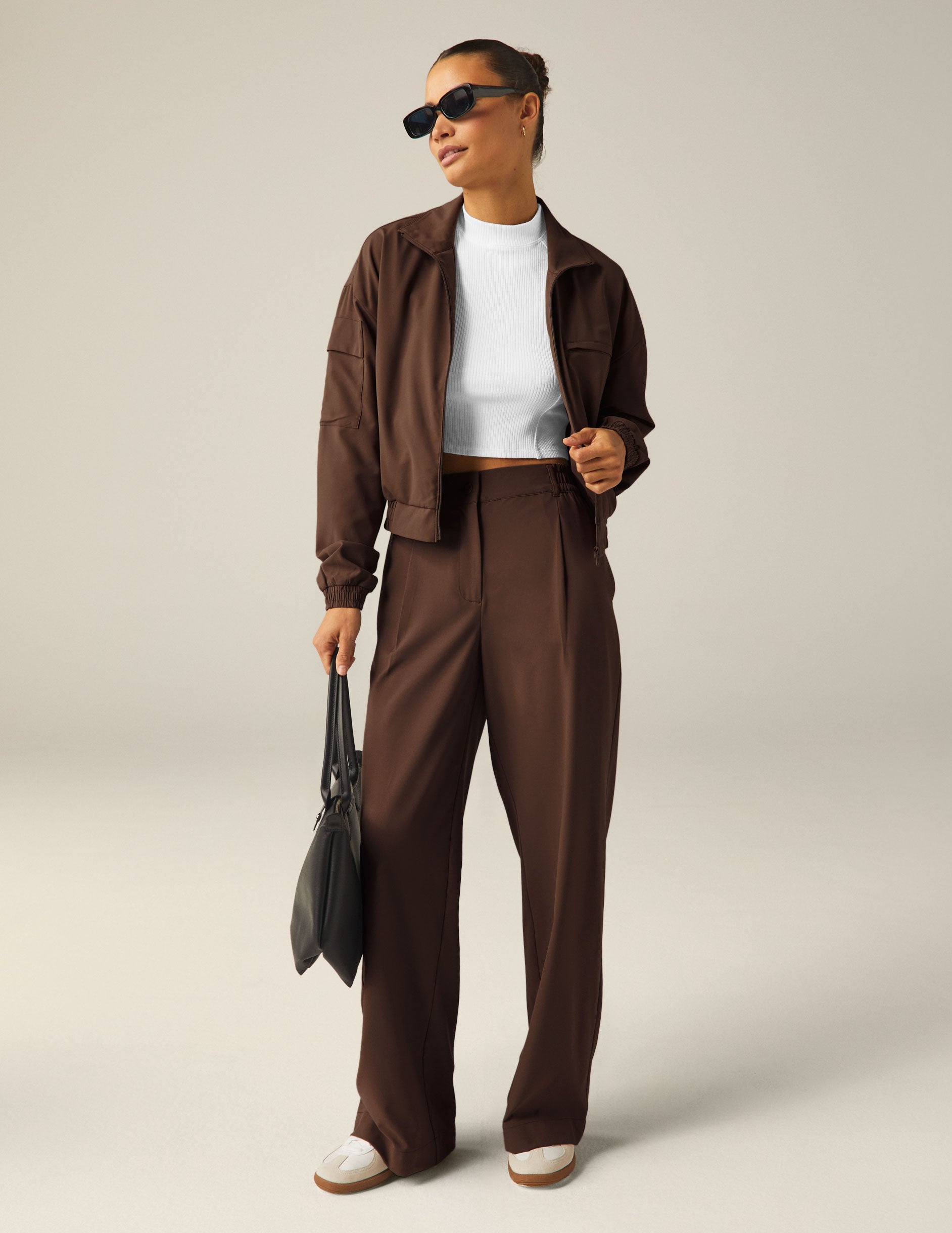 Effortless Flowy Wide Leg Trouser Pants with Pockets and Elastic Waistband