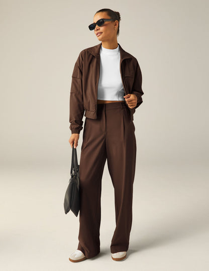 Effortless Flowy Wide Leg Trouser Pants with Pockets and Elastic Waistband