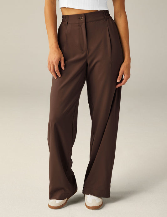 Effortless Flowy Wide Leg Trouser Pants with Pockets and Elastic Waistband