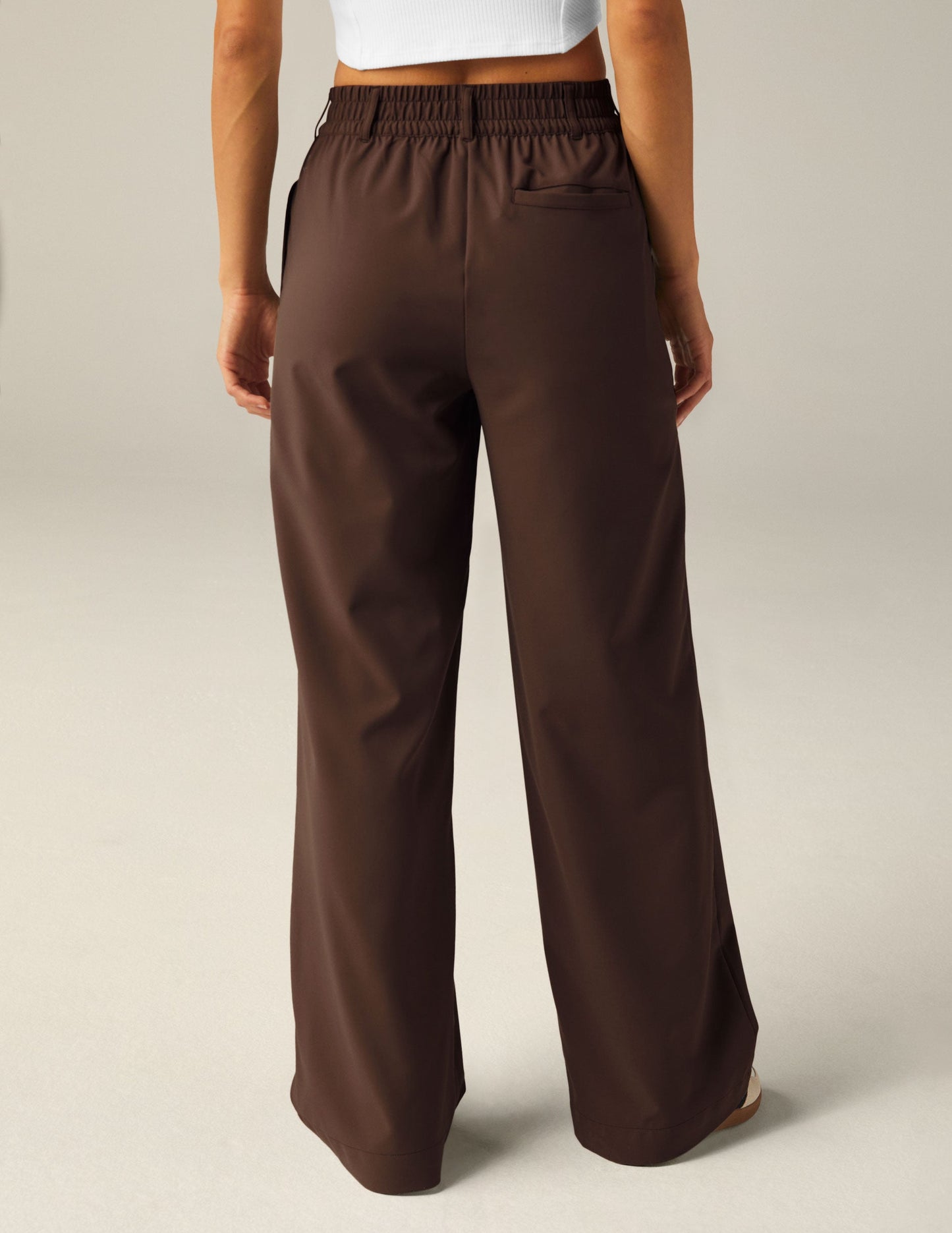 Effortless Flowy Wide Leg Trouser Pants with Pockets and Elastic Waistband