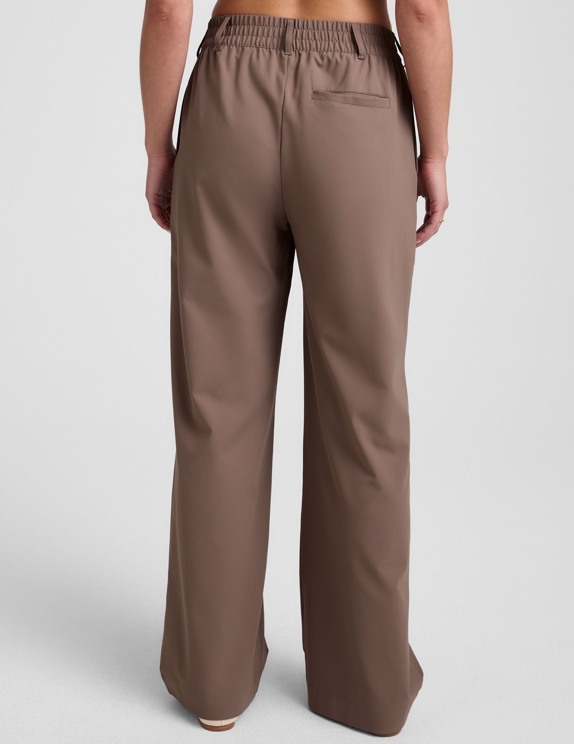 Comfortable Khaki Wide Leg Trousers: Flowy, Straight-Leg Pant with Pockets for Women