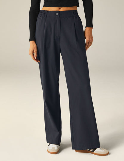 Beyond Yoga Status Wide Leg Trousers 29-Inch Inseam Nocturnal Navy