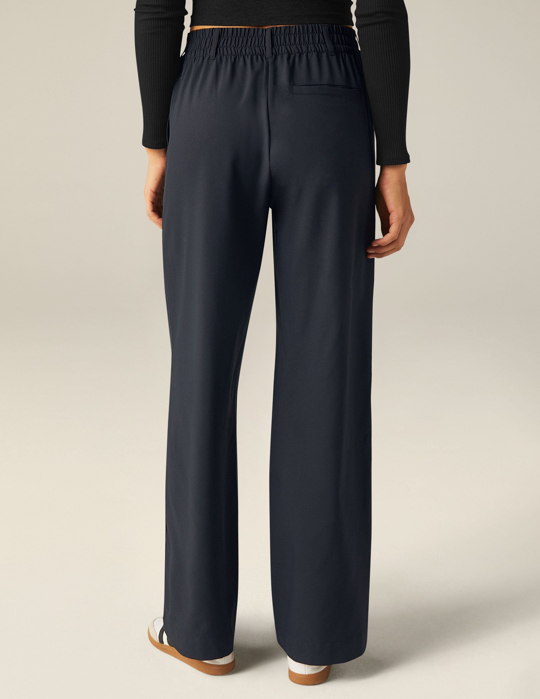 Beyond Yoga Status Wide Leg Trousers 29-Inch Inseam Nocturnal Navy
