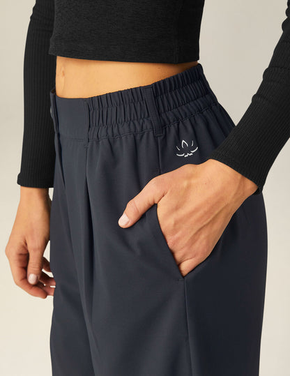 Beyond Yoga Status Wide Leg Trousers 29-Inch Inseam Nocturnal Navy