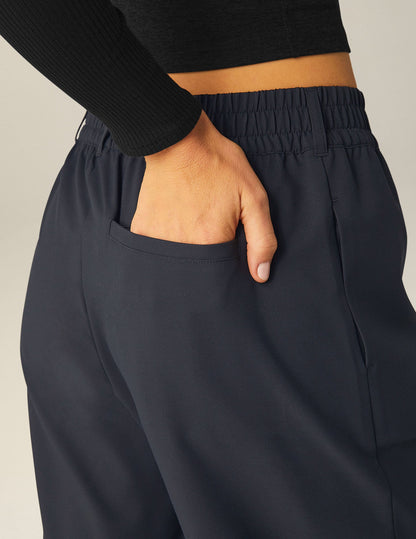 Beyond Yoga Status Wide Leg Trousers 29-Inch Inseam Nocturnal Navy