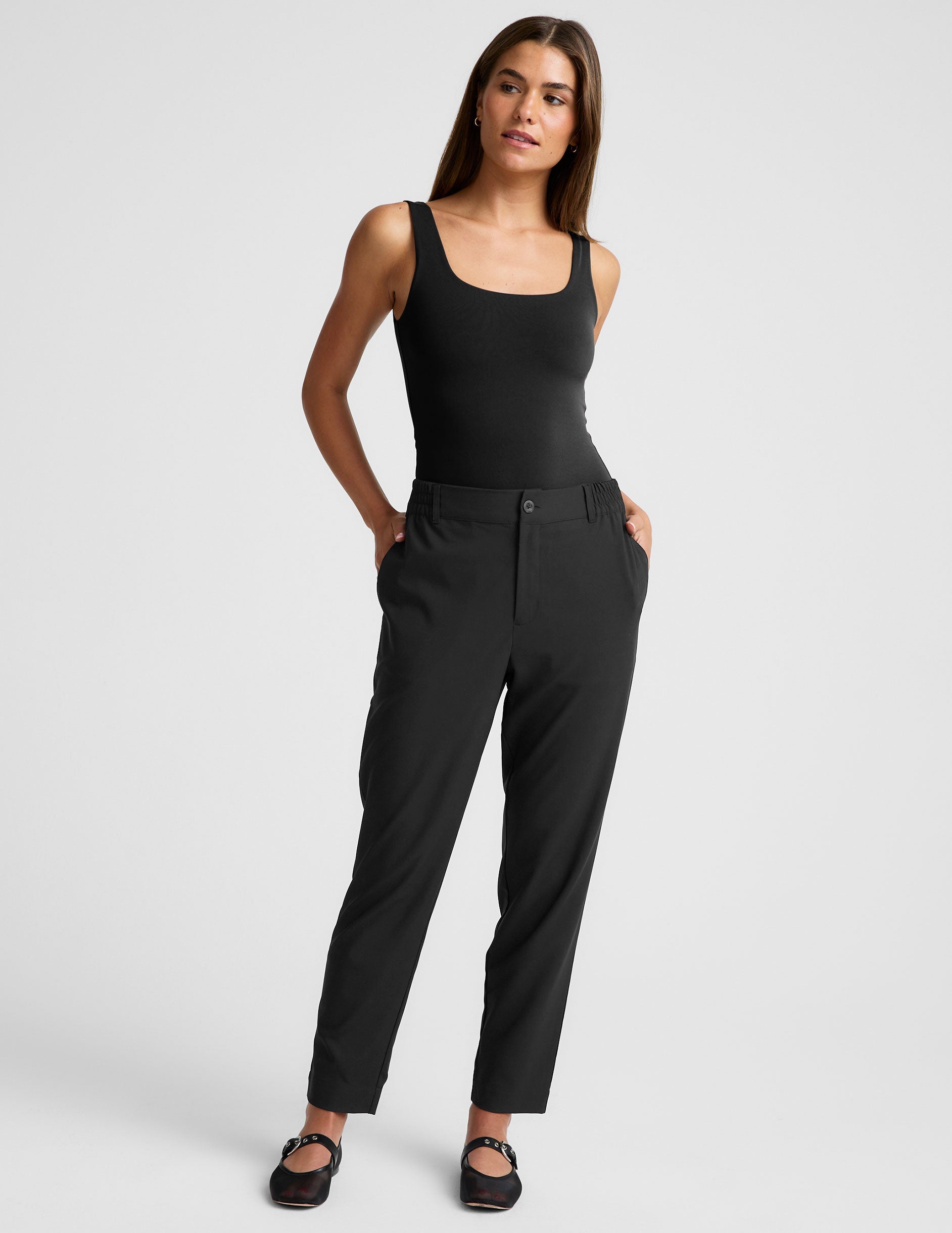 Beyond Yoga Status Tapered Pant: Lightweight Jetstretch Woven, Mid-Rise, Pockets