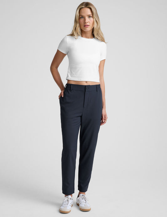 Beyond Yoga Women's Status Tapered Ankle Pant, Jetstretch Woven, Mid-Rise, Nocturnal Navy